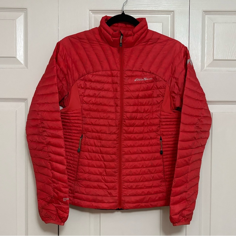 Eddie Bauer Salmon Goose Down Zip Up Puffer Jacket
